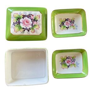 Nasco Japan Imperial China Floral Porcelain Trinket Box Signed No. 122